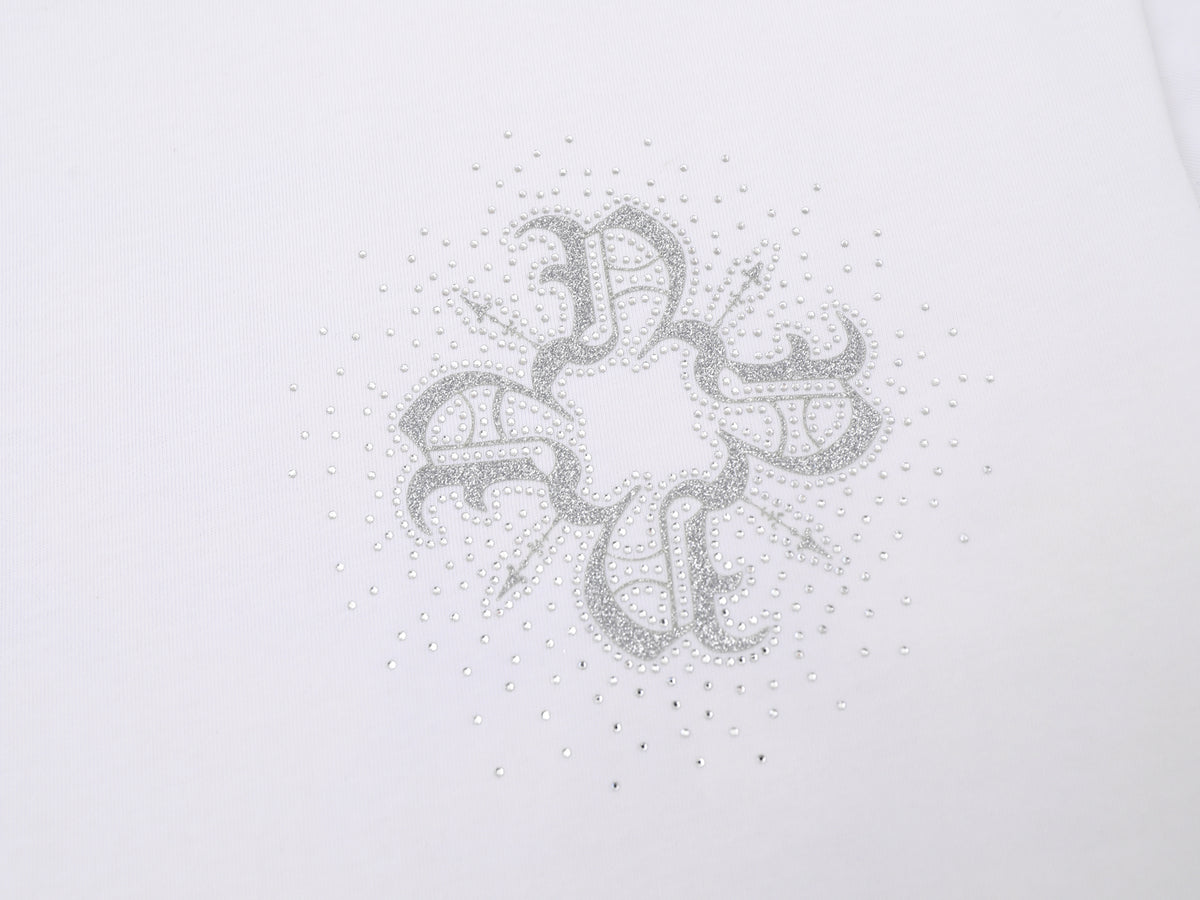 Glitter Drilled Monogram All White Tee