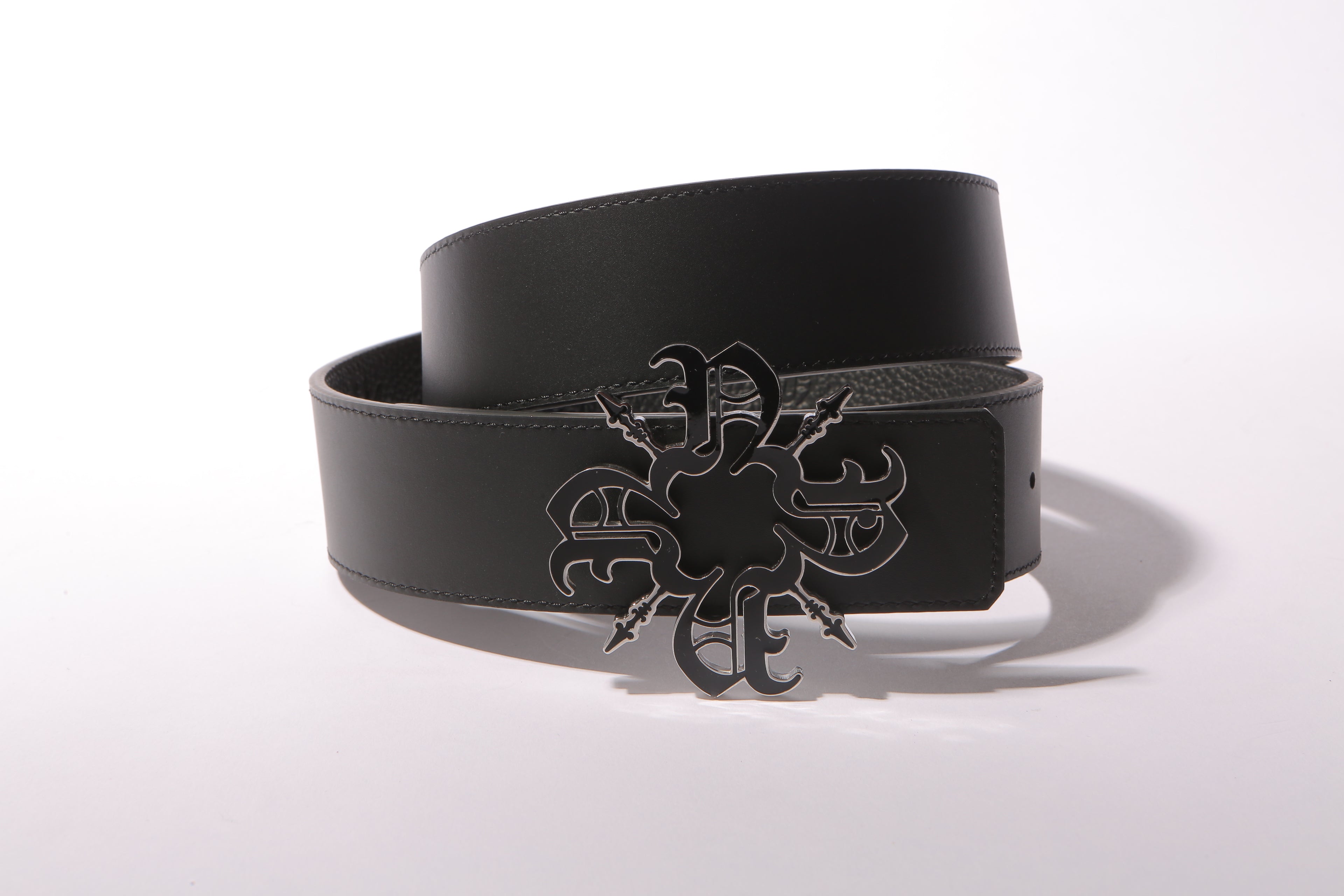 Black Monogram Leather Belt