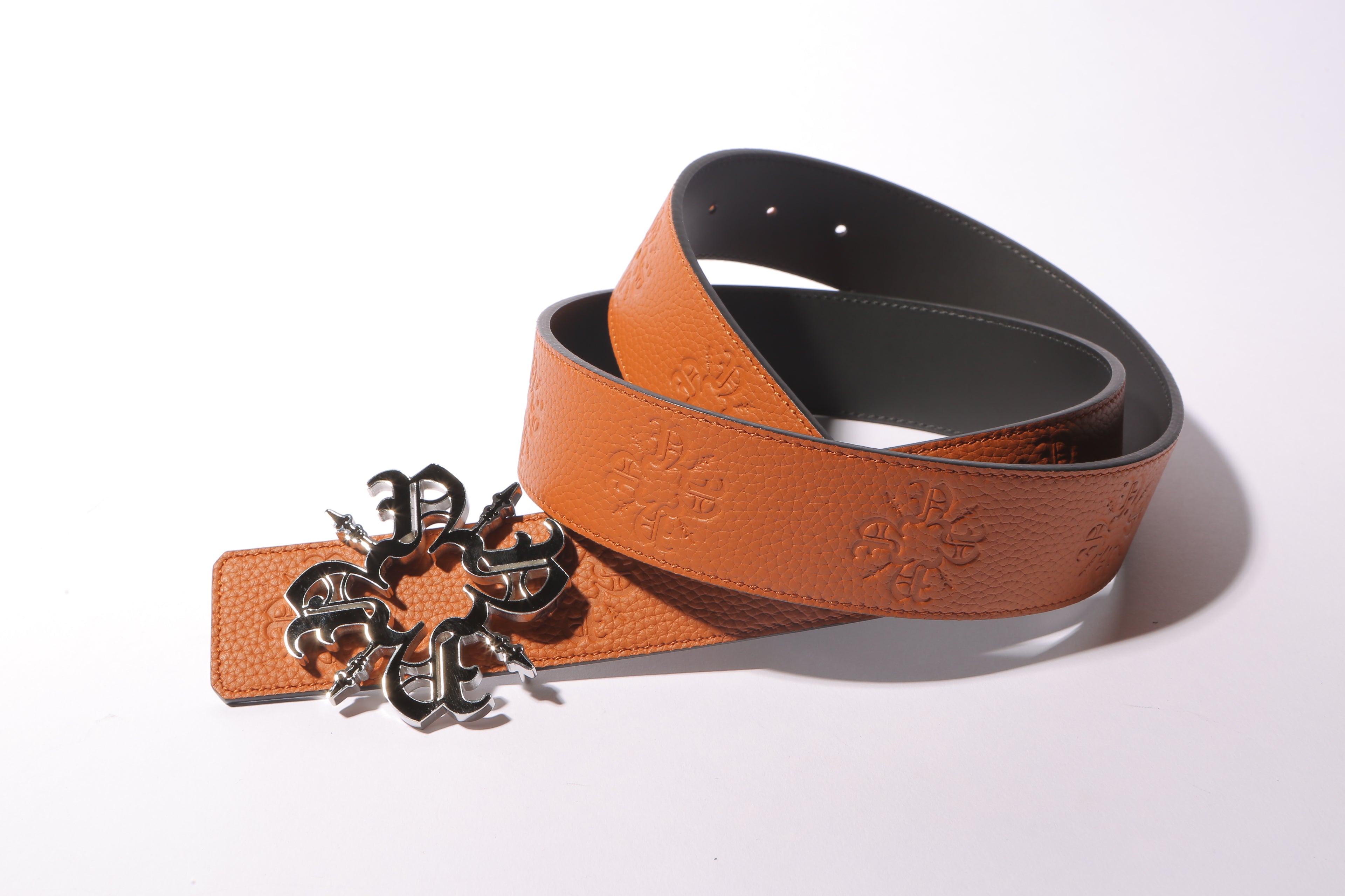 Orange Monogram Leather Belt