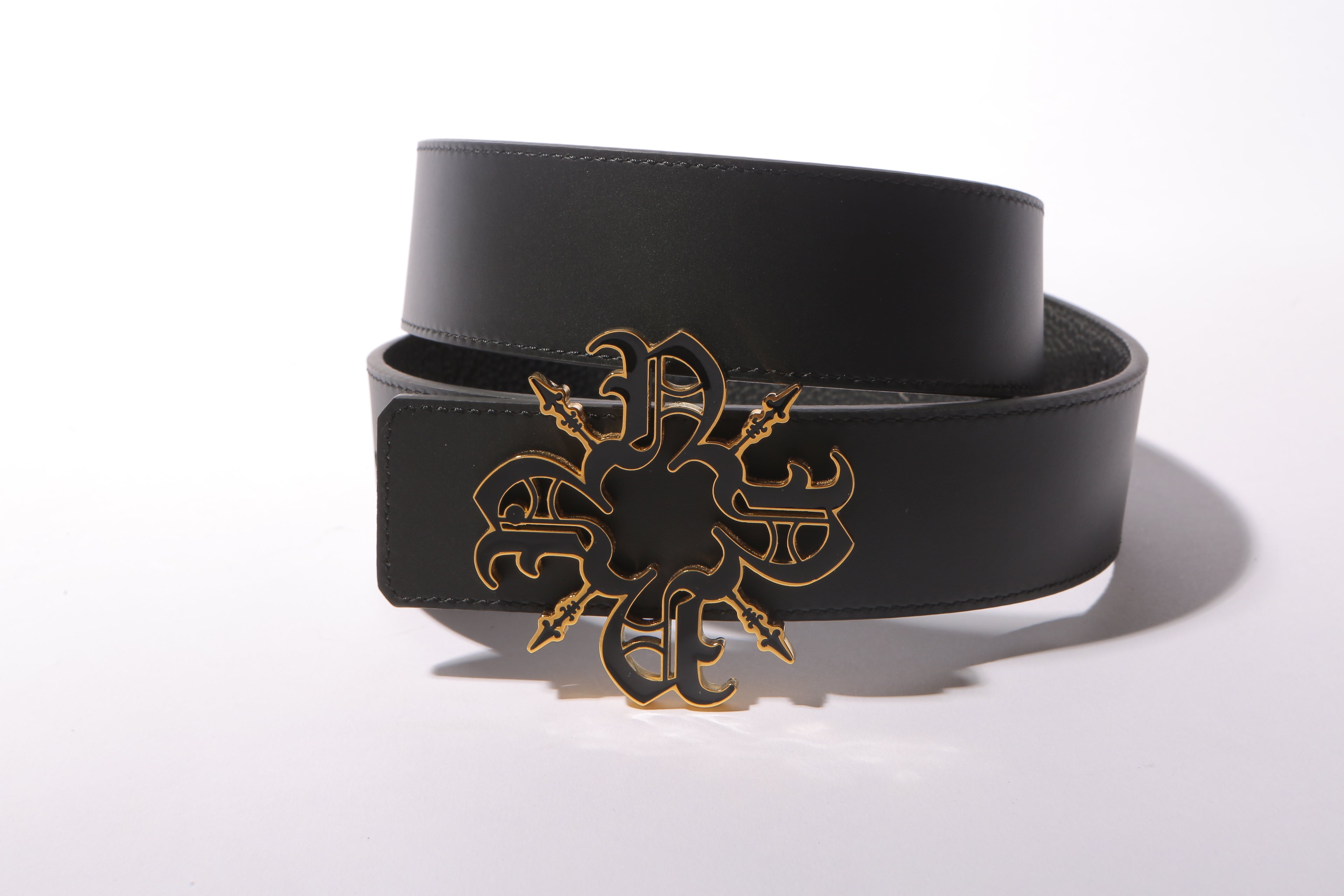 Black Monogram Leather Belt