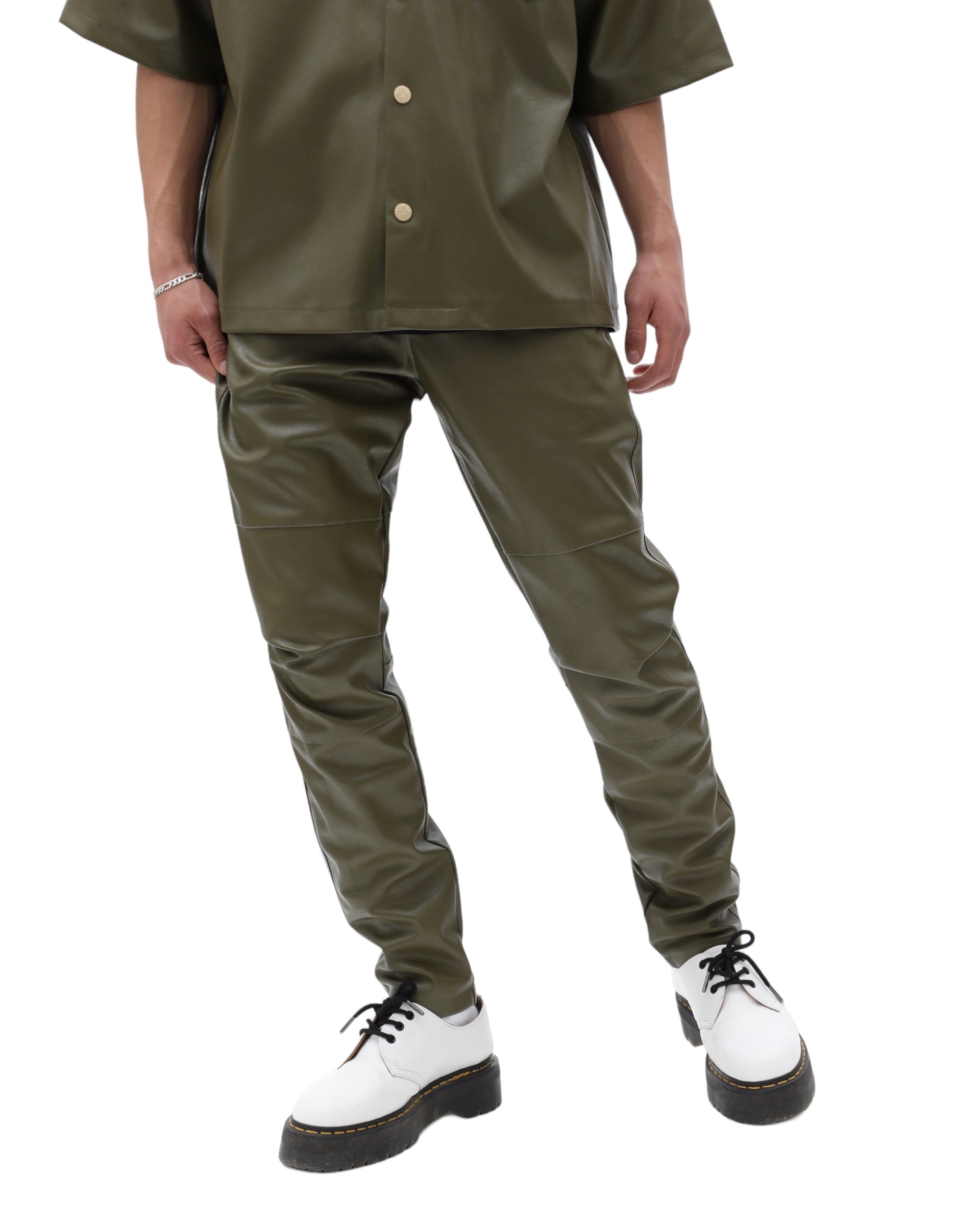 Olive Green Leather Pants