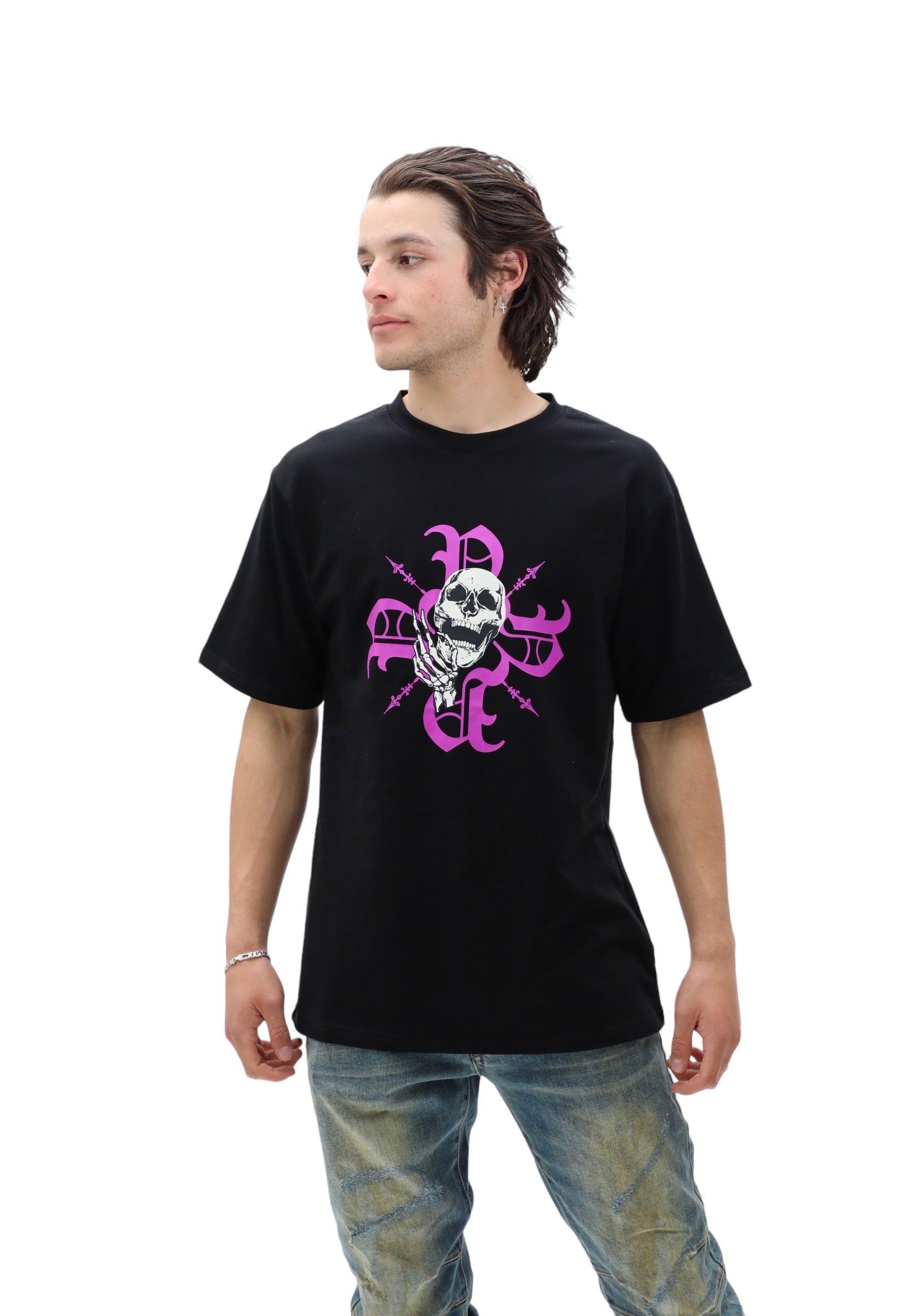 Purple Monogram Skull Tee - Black - M/Large Only