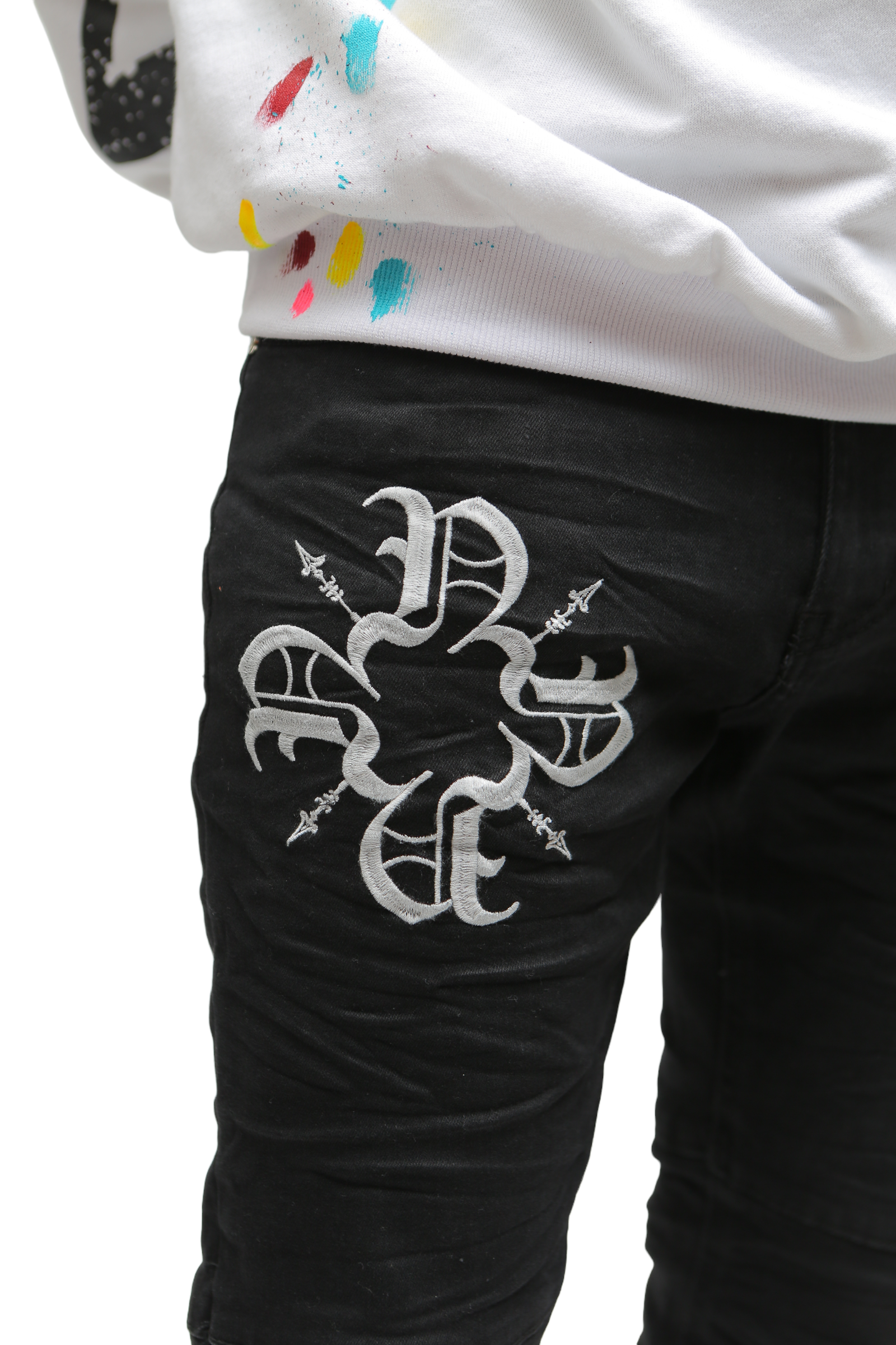 Monogram Stacked Flare Black Denim